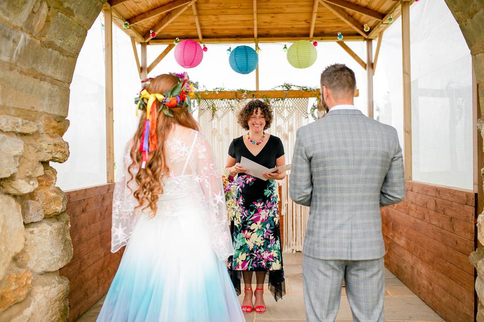 Rainbow outdoor wedding