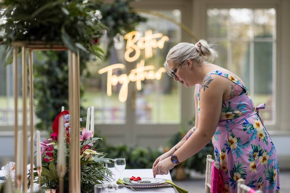 Tropical glasshouse wedding