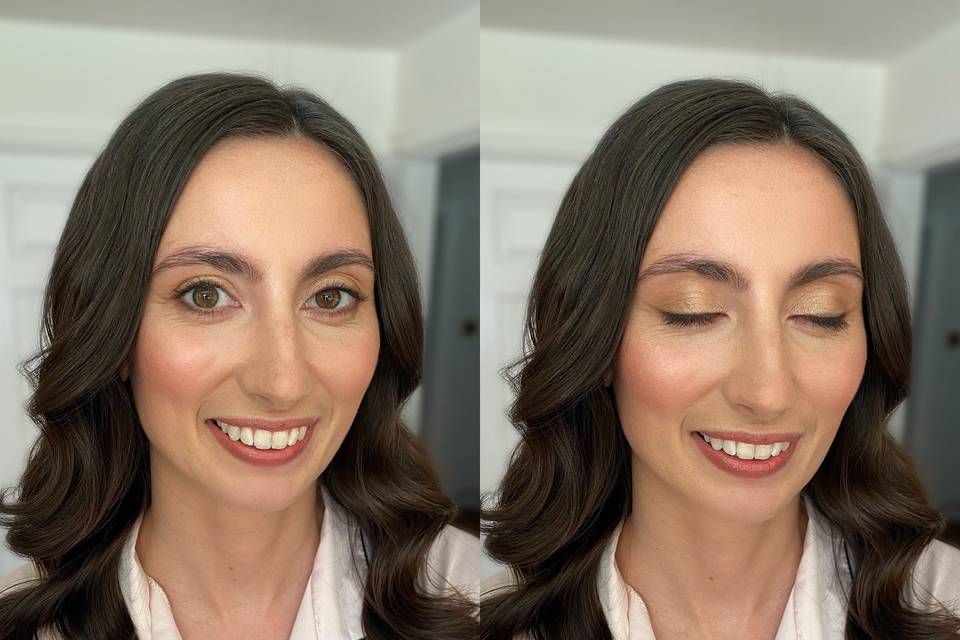 Glowing, natural bridal makeup