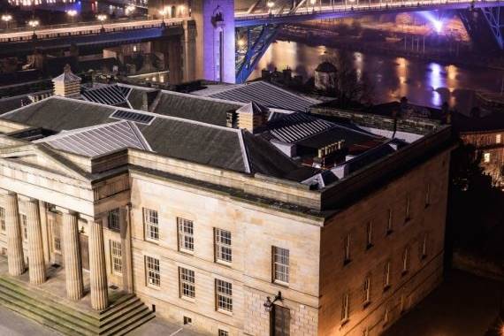 Night time view across the city from the Roof at Newcastle Castle