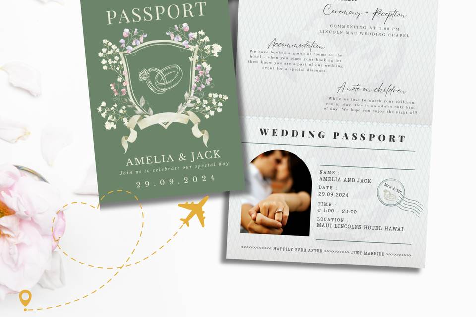 Passport style invites