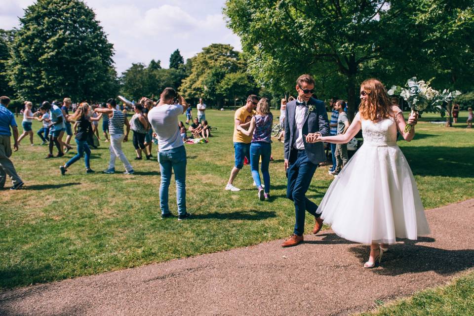 Newlyweds stroll - Coales Capture Wedding Photography