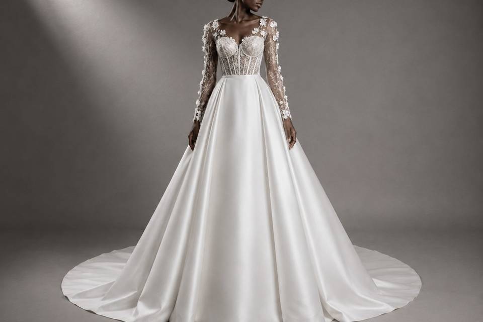 Floral Corset Satin Ballgown