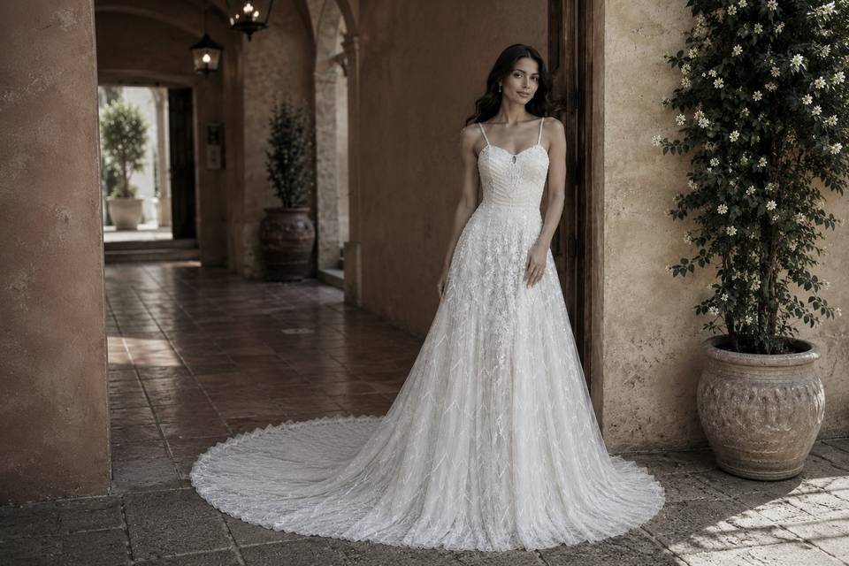 Embroidered A-Line Wedding Dre