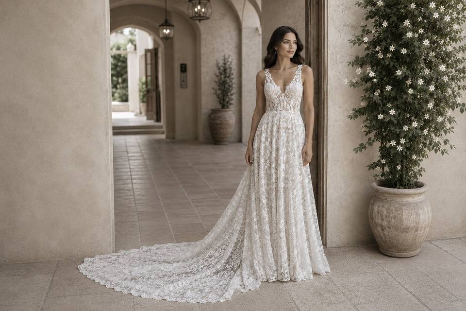 Bohemian Lace A-Line Wedding D