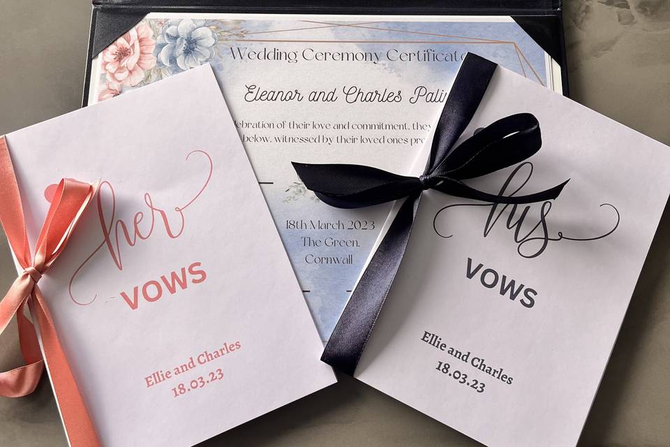 Vow Booklets & Certificate