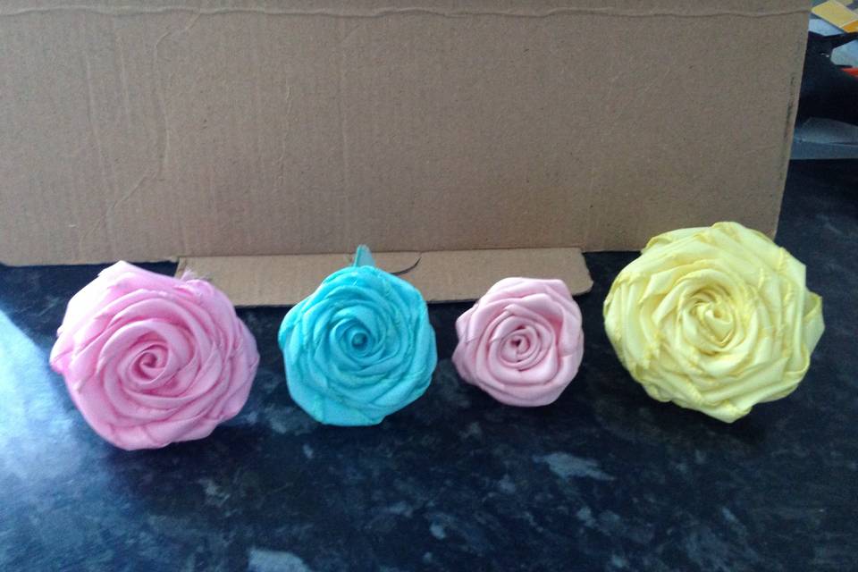 Hand made ribbon roses