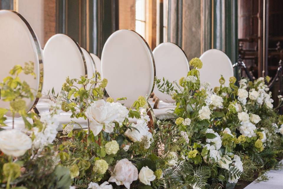 Ceremony chairs and flowers