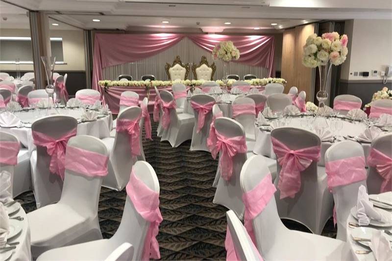 Pink and white colour scheme