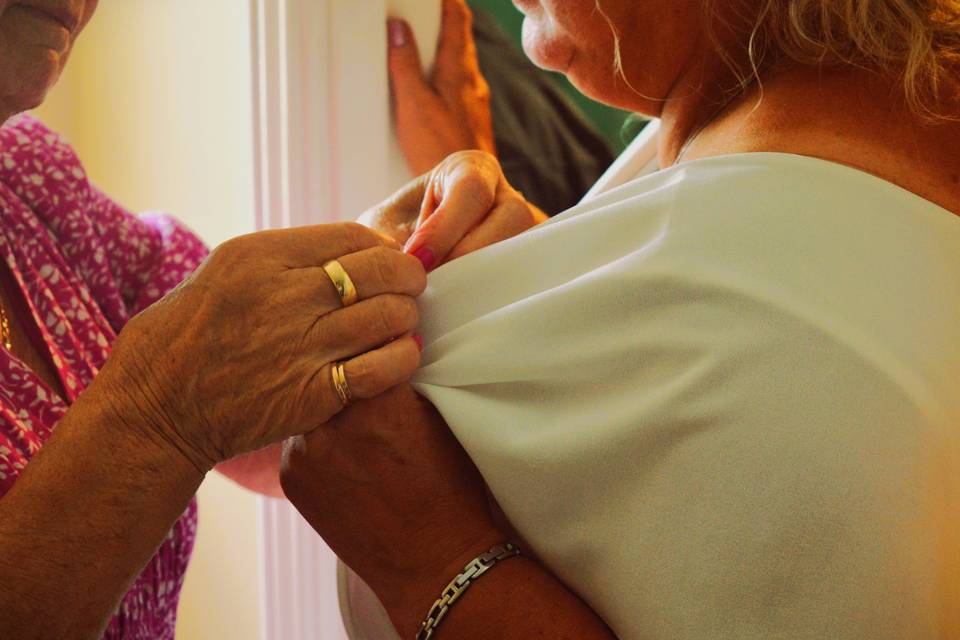 Helping with the dress