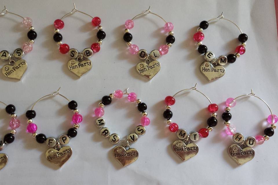 Hen party glass charms
