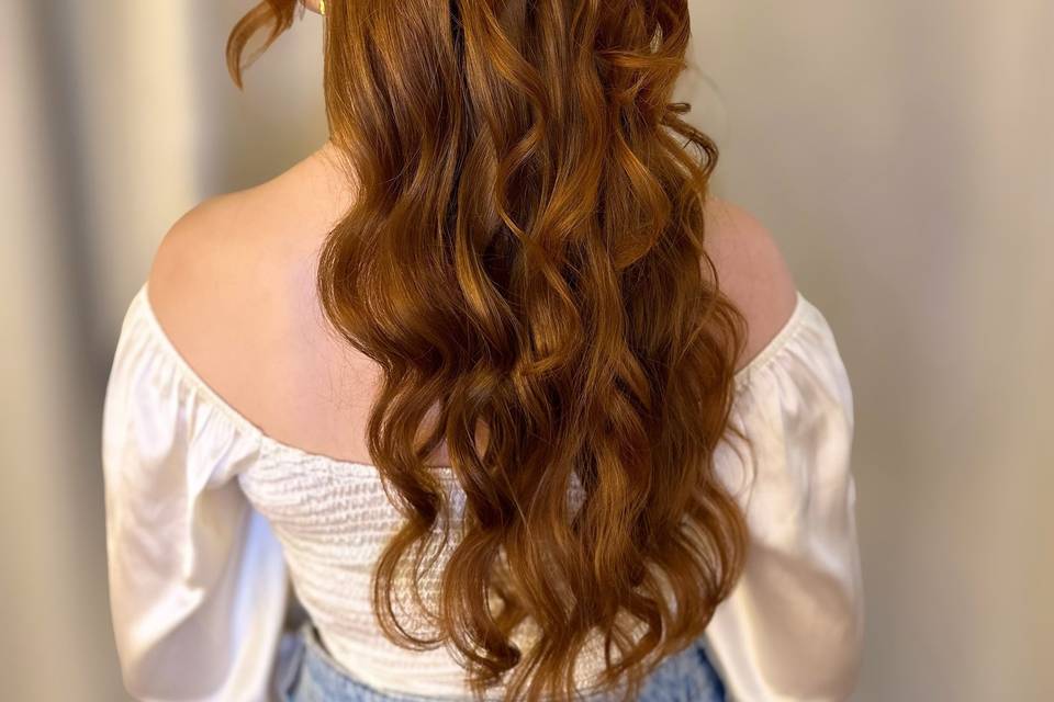 Half up half down with bun
