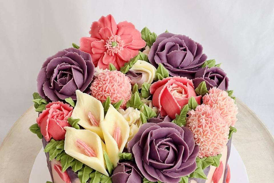One tier floral cake