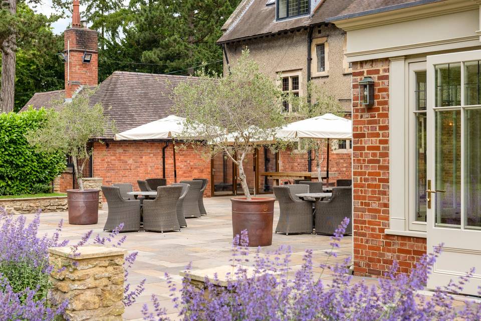 The patio area