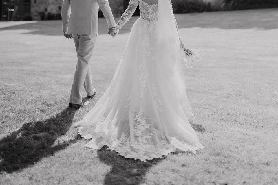 Couple at back of castle