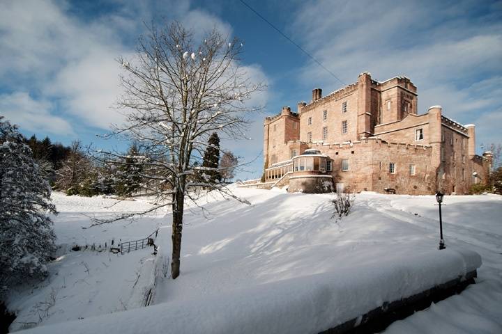 Dalhousie Castle in snow