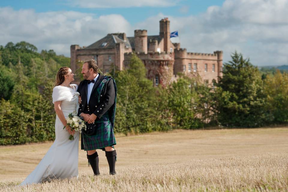 Couple with castle background