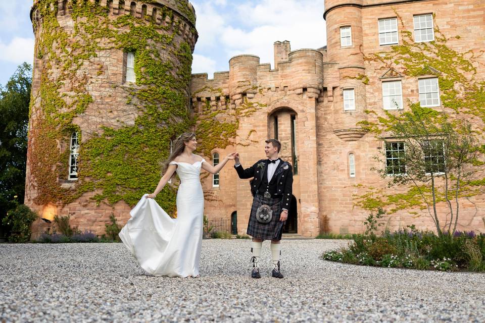 Couple with castle background