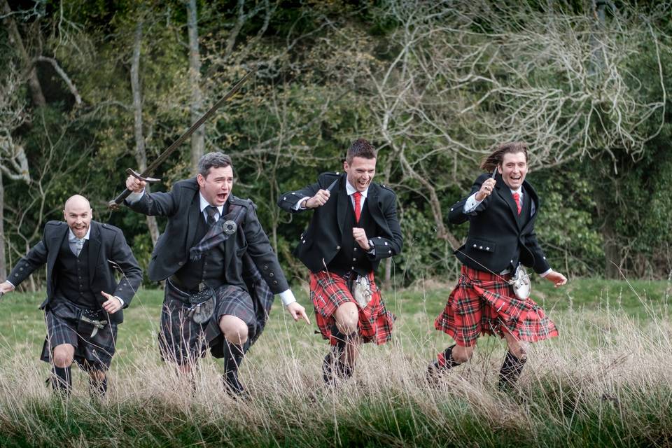 Groomsmen in the grounds