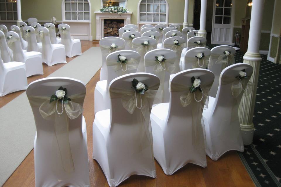 Pearls and lace chair backs