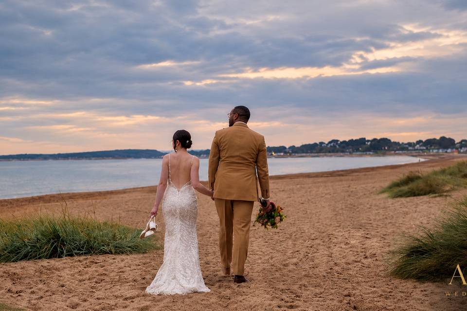 Beach wedding moments.