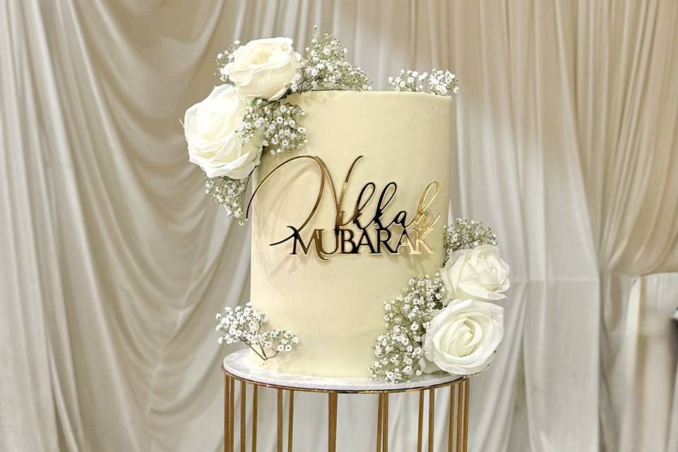 White two tier wedding cake