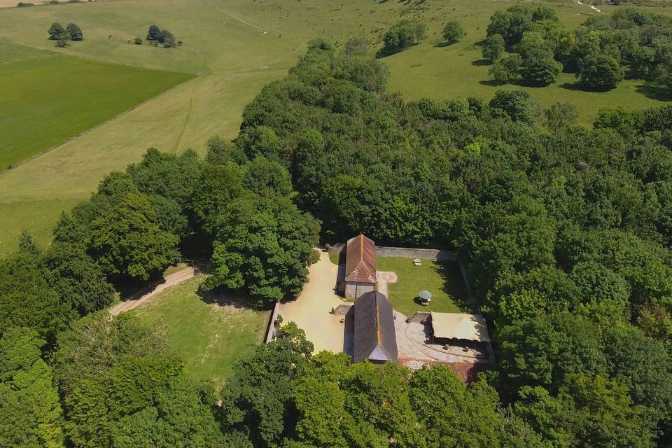 Aerial view of the Barns