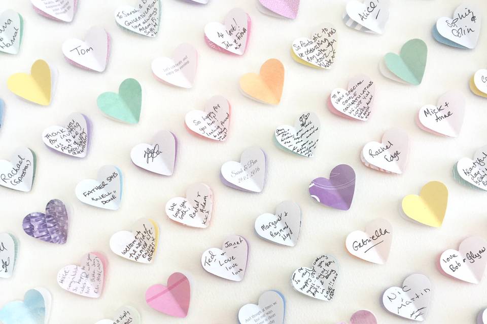 100 hearts pastel colours