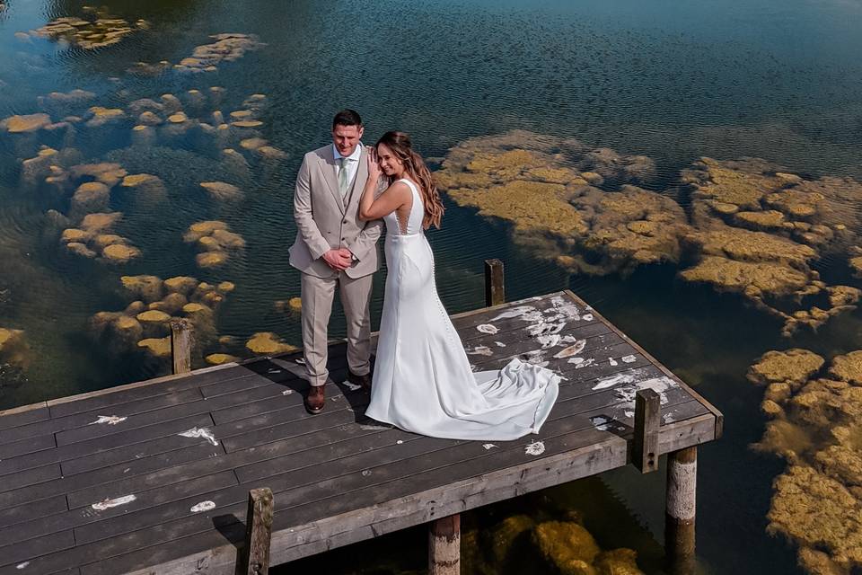 Kingscote pond couple drone