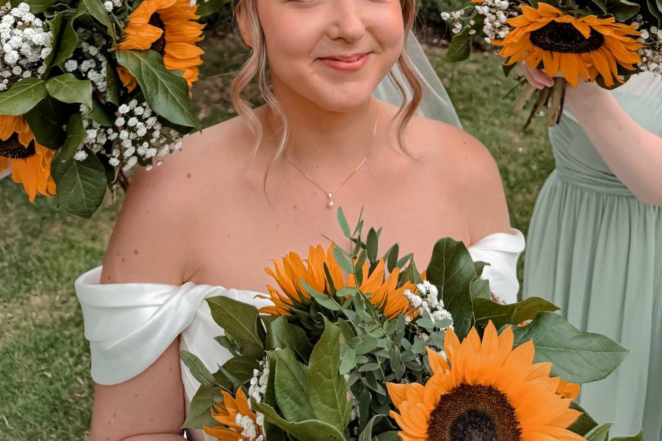 Bride & flowers