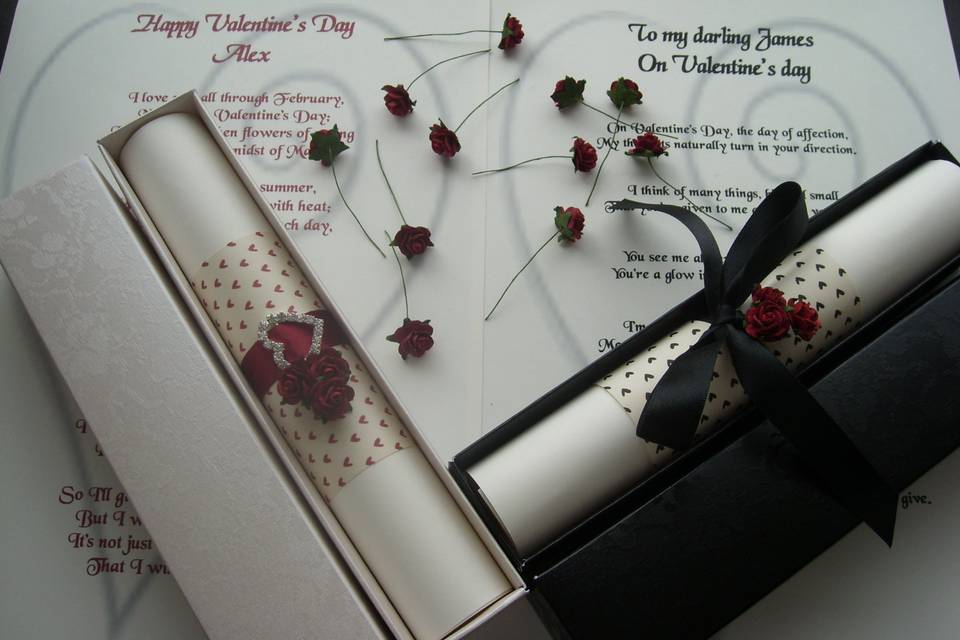 Valentine poem scrolls