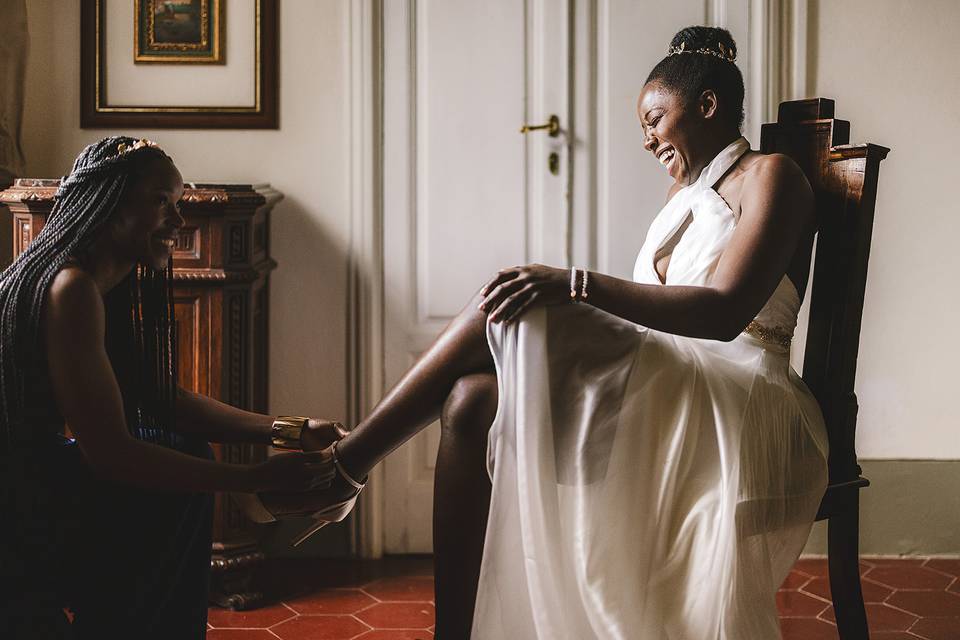 Bride getting ready