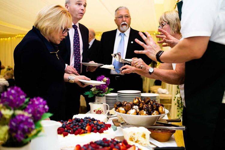 Guests tucking into desserts