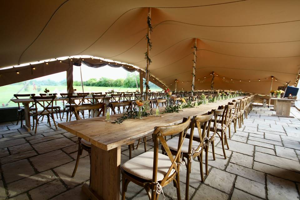 Dining in the marquee