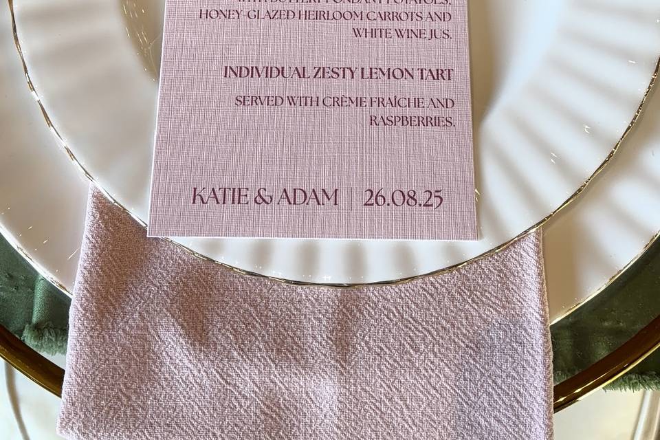 Pink & Semi Circle Menu Set