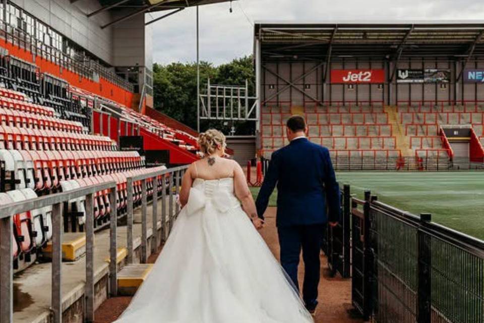 Bride and Groom pitch side