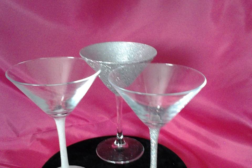 Silver & White Cocktail Glass