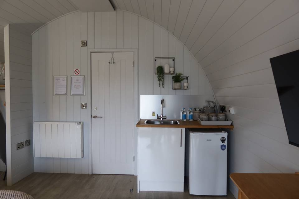 Woodland Pod Kitchen Area