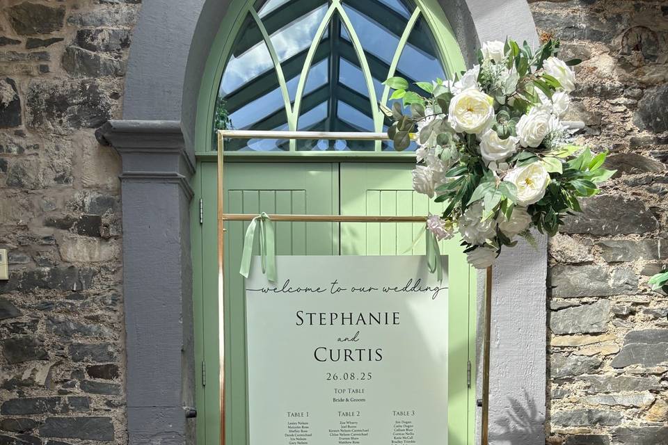 Welcome sign and table plans