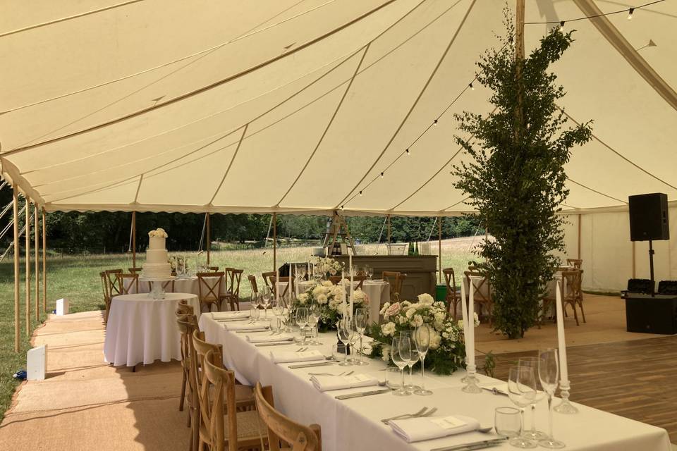 Insode a Traditional  Marquee