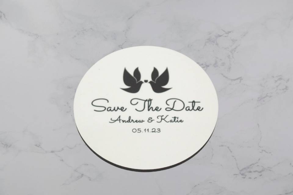 Save the date coaster