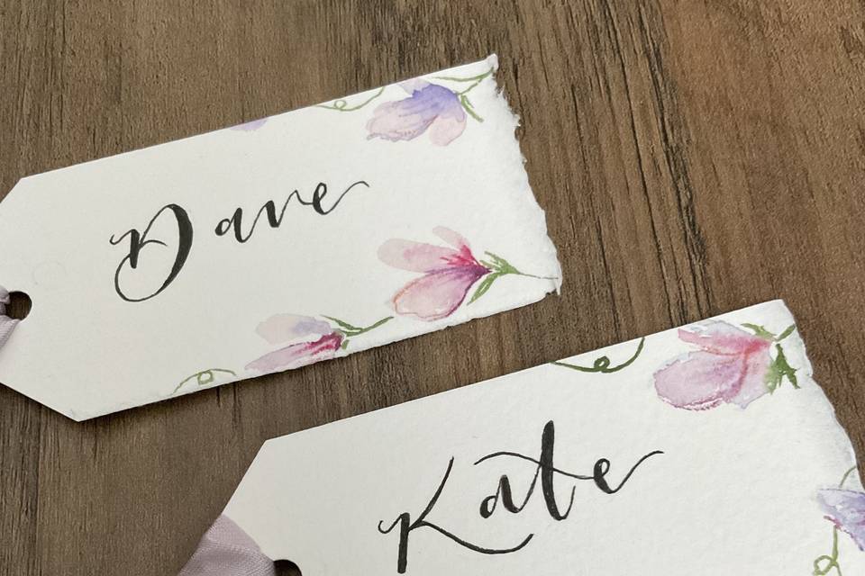 Hand painted favour tags