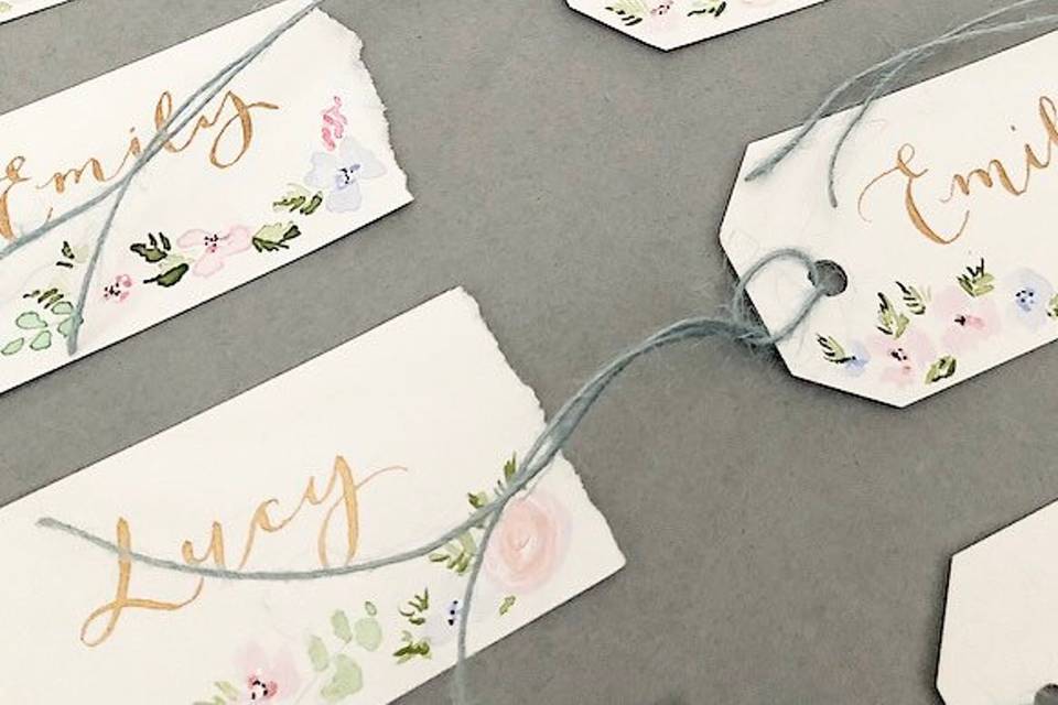 Calligraphy hand-painted tags