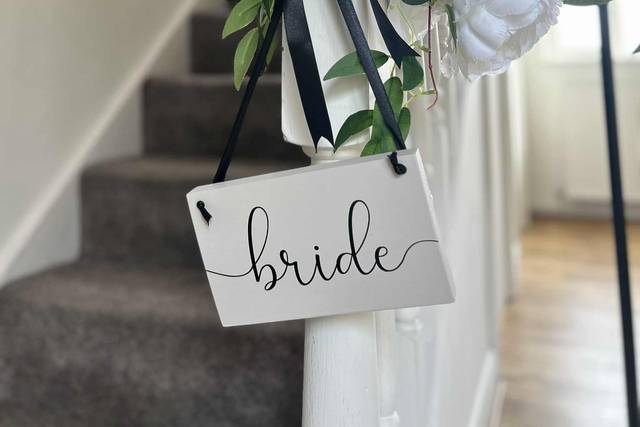 Hanging bridal sign