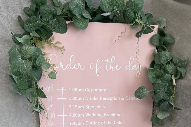 Order of the day sign.