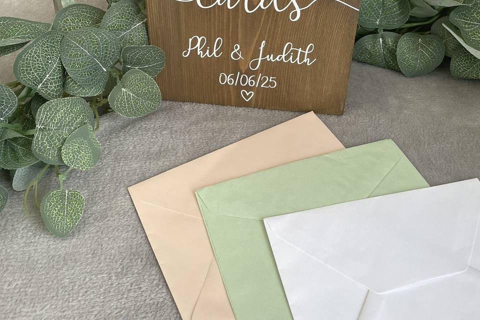 Table top card and gifts sign