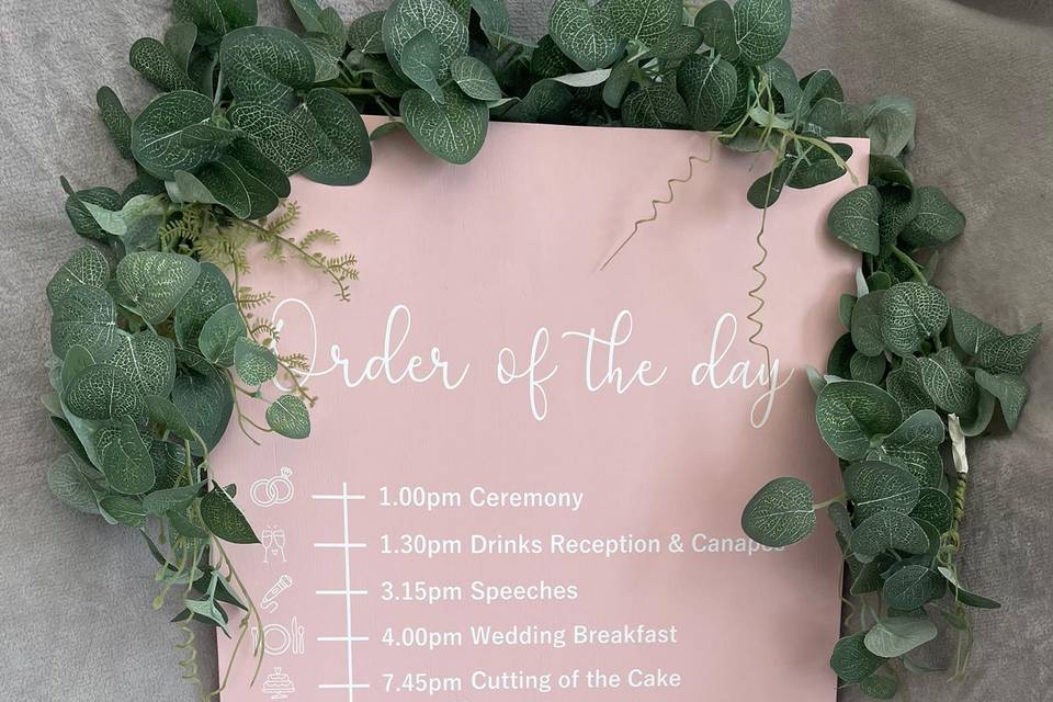 Order of the day sign.
