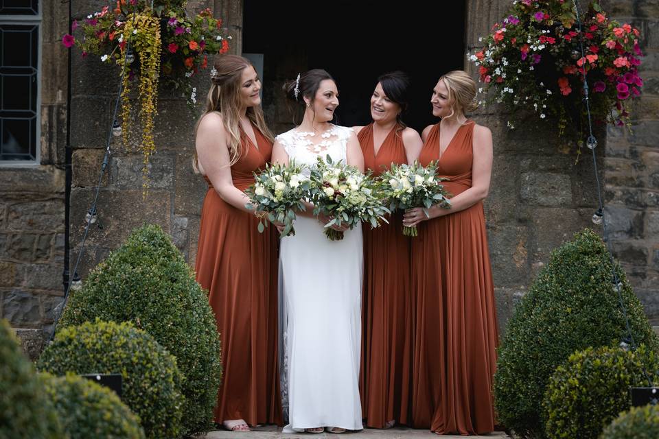 Rust red bridesmaid dresses