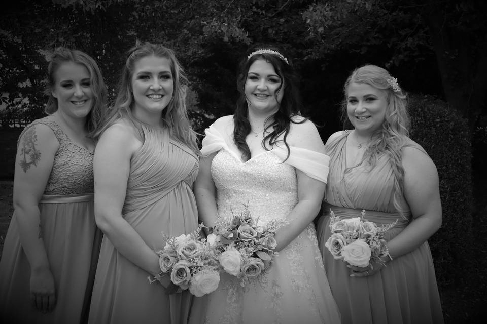 Bride and bridesmaids