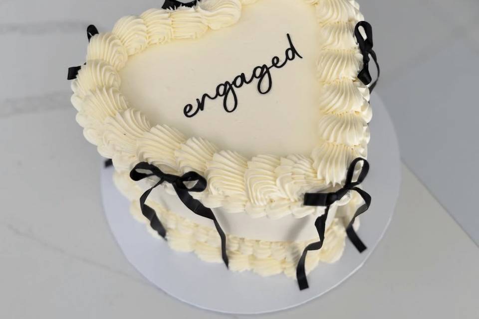 Engaged heart cake